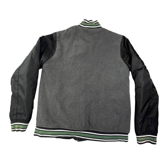 Miami Hurricanes Varsity Jacket Womens Large Gen2 Gray Black Quilted Snap Button - Picture 2 of 11